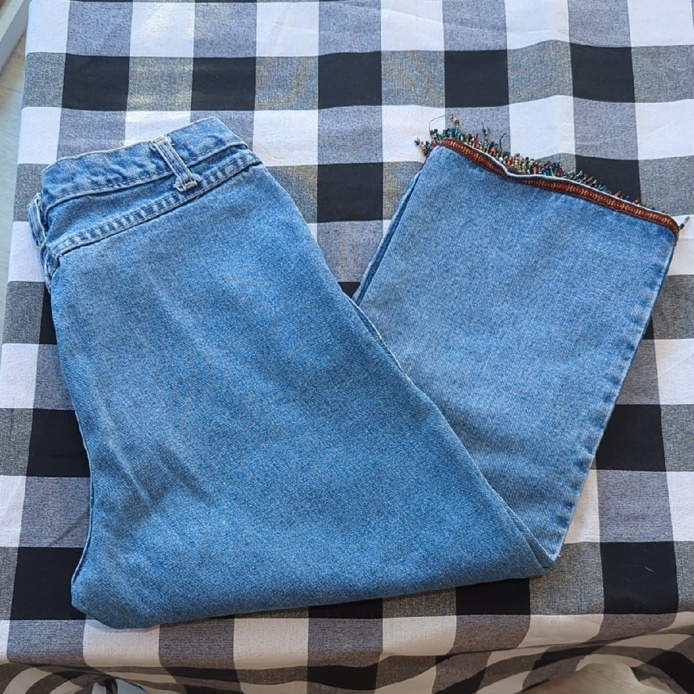 Rave 4 Real High Waist Cropped Beaded Hem Vintage Jeans